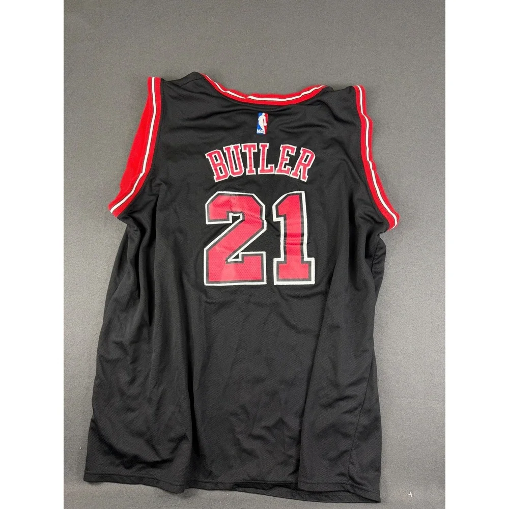 Adidas Mens Black Red Chicago Bulls Jimmy Butler #21 Basketball NBA Jersey 3XL